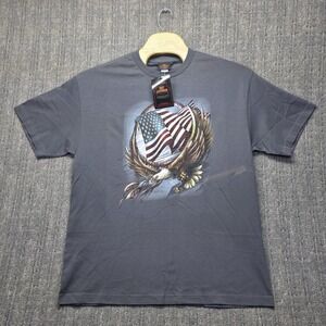 Hot Leathers T-Shirt Men's XL Charcoal Hoop Eagle American Flag Biker Patriotic